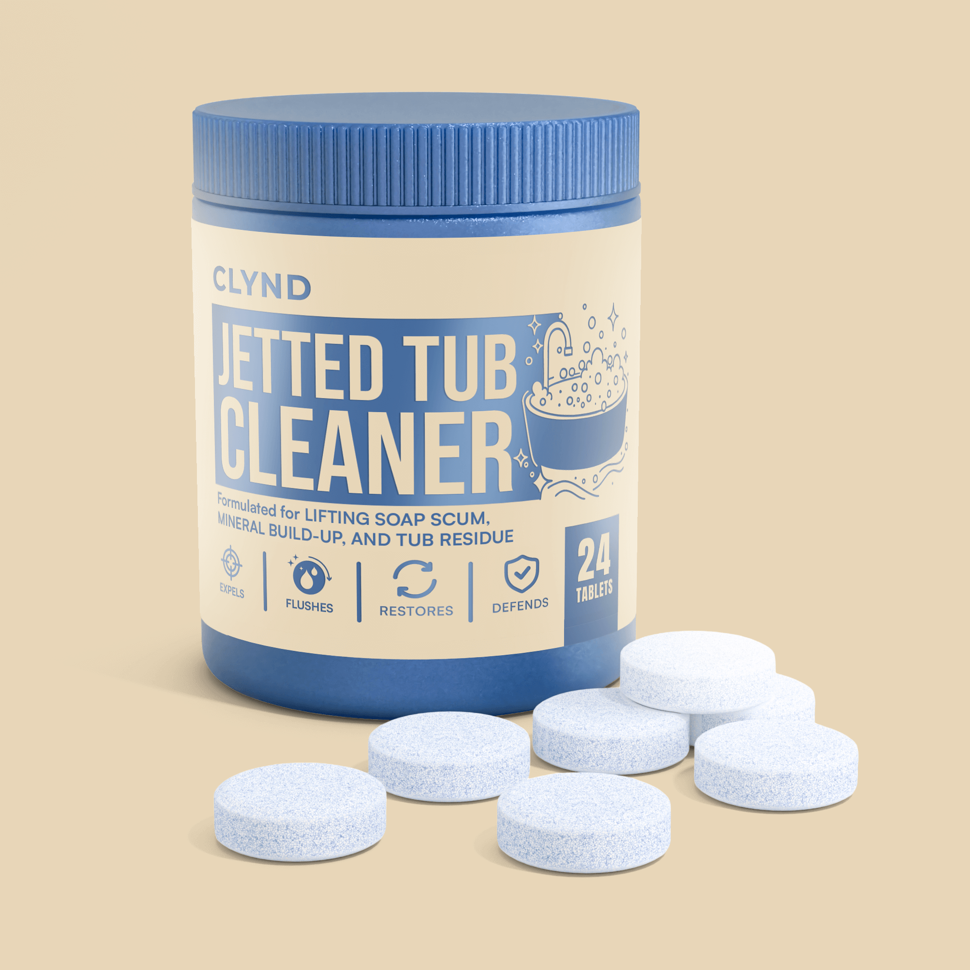 Jetted Tub Cleaner Tabs – 24 Pack Deep Cleaning Tablets for Jet Tubs, Whirlpool & Jacuzzi | Eco-Friendly, Septic-Safe Bathtub Cleaner