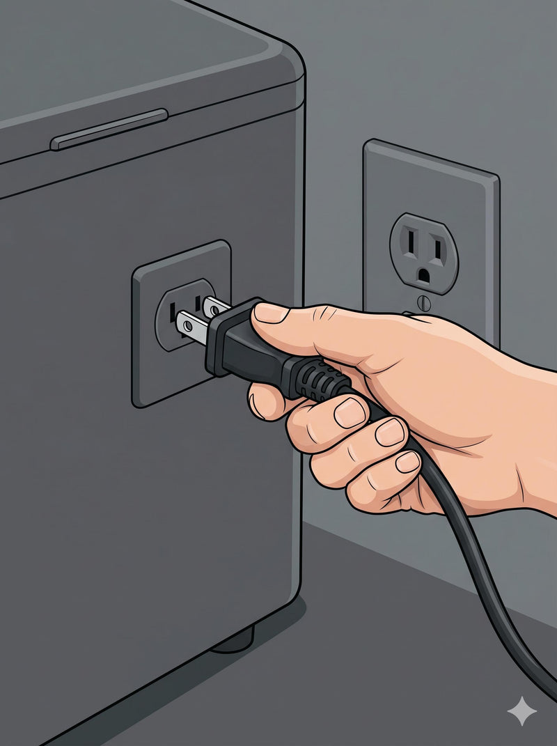 Power off & empty the ice machine