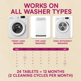 Washing Machine Cleaner Descaler Tablets – 24 Tabs | Deep Cleaning HE Washer Deodorizer & Eco-Friendly Descaler for Front & Top Load Machines